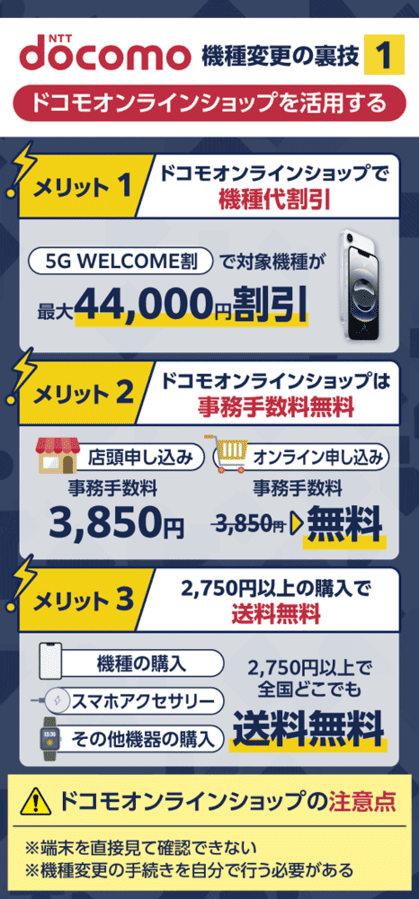 ドコモ機種変更の裏技1つ目はドコモオンラインショップを活用すること