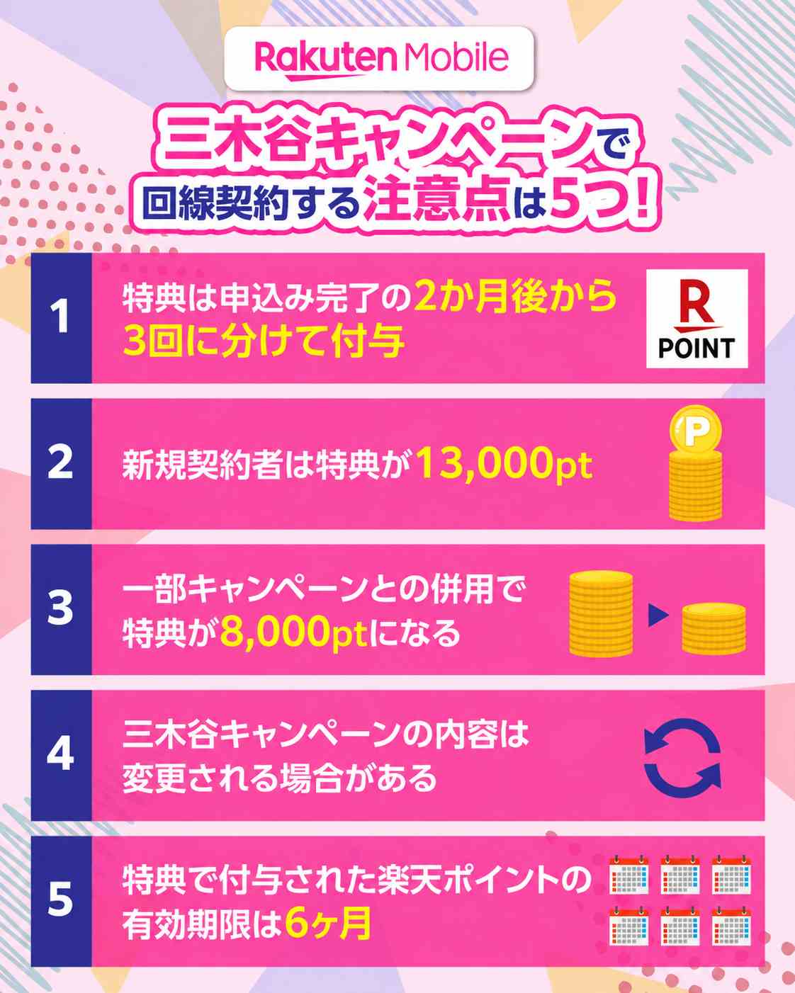 三木谷キャンペーンの注意点5つのまとめ画像