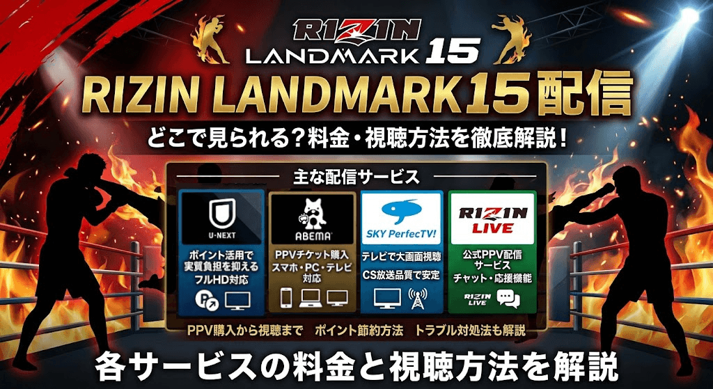 RIZIN LANDMARK 15の配信はどこで見られる?各サービスの料金と視聴方法を解説