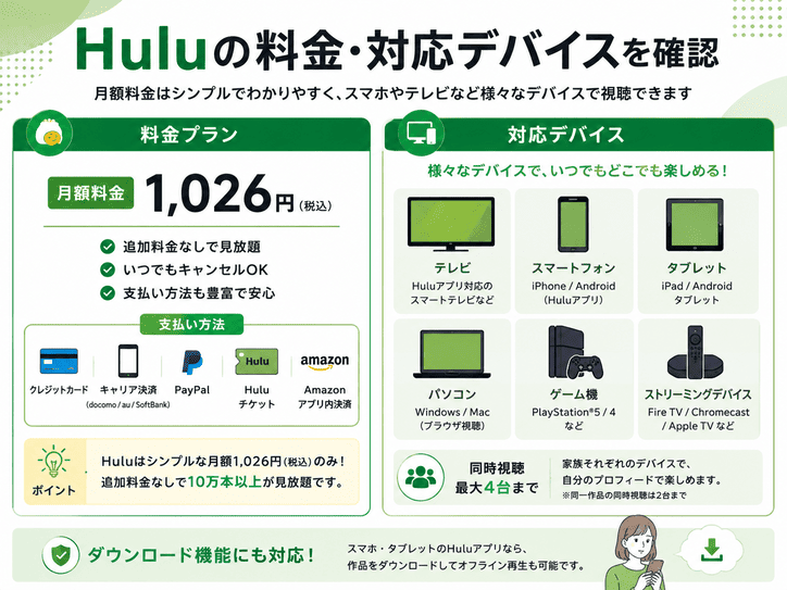 Huluの料金・対応デバイスを確認