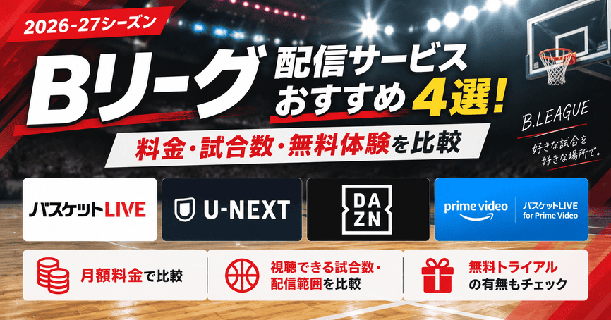 Bリーグ配信サービスおすすめ4選!料金・試合数・無料体験を比較
