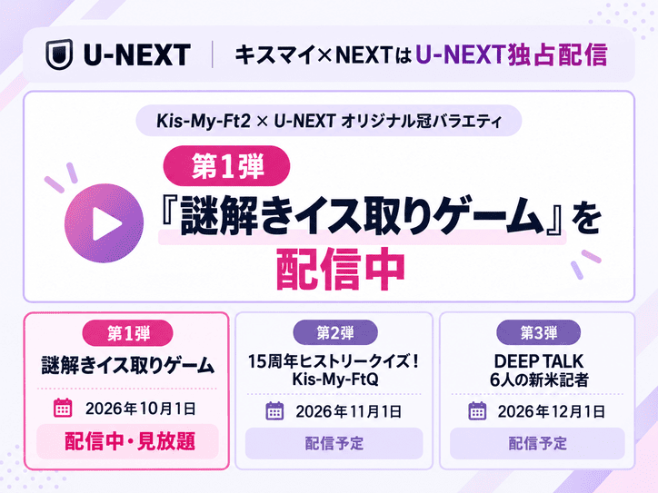 キスマイ×NEXTはU-NEXT独占配信で第1弾を配信中